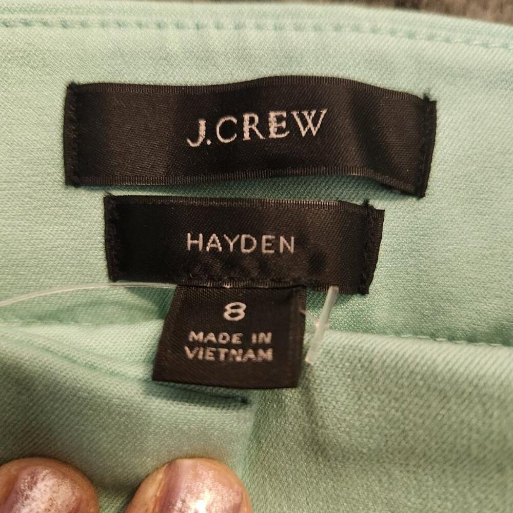 NWT J. Crew Hayden Kick Out Crop Pant in Bi Stretch Cotton Sz 8 Mint Aqua - Picture 9 of 11